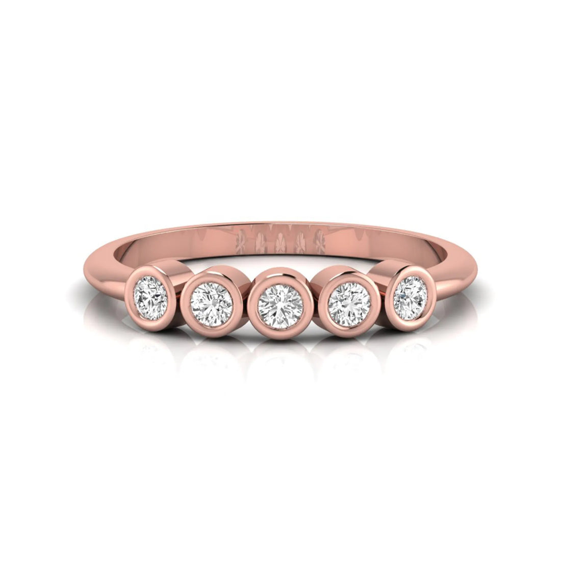 OctaPearl Classic Bezel Set lab Grown Diamond Five Stone Engagement Ring