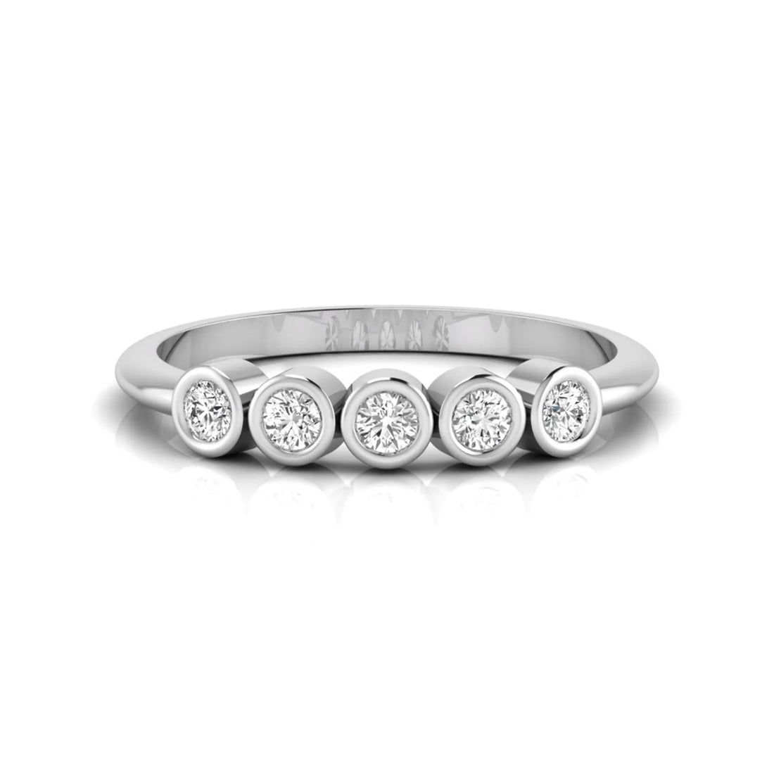 OctaPearl Classic Bezel Set lab Grown Diamond Five Stone Engagement Ring