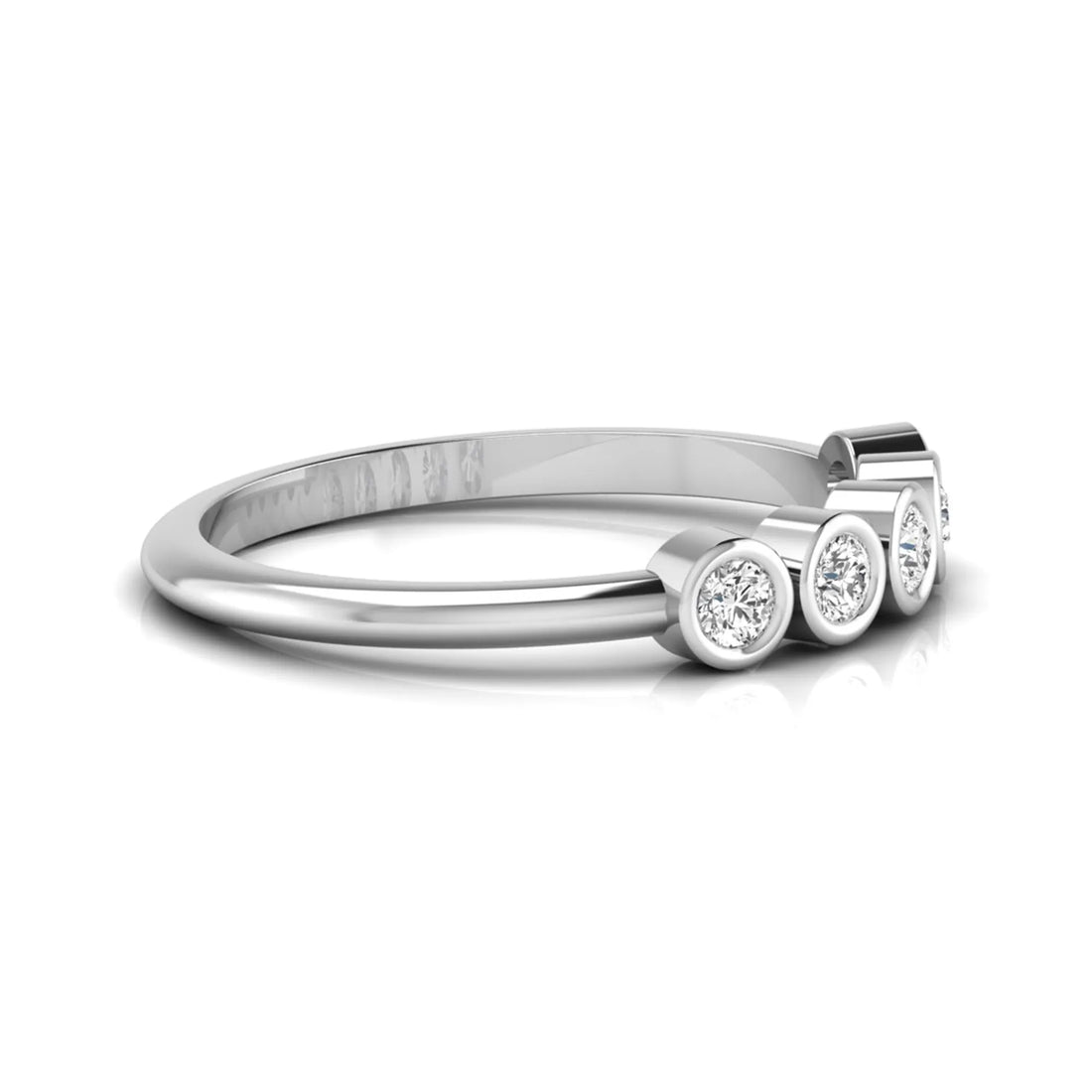 OctaPearl Classic Bezel Set lab Grown Diamond Five Stone Engagement Ring