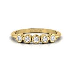 OctaPearl Classic Bezel Set lab Grown Diamond Five Stone Engagement Ring