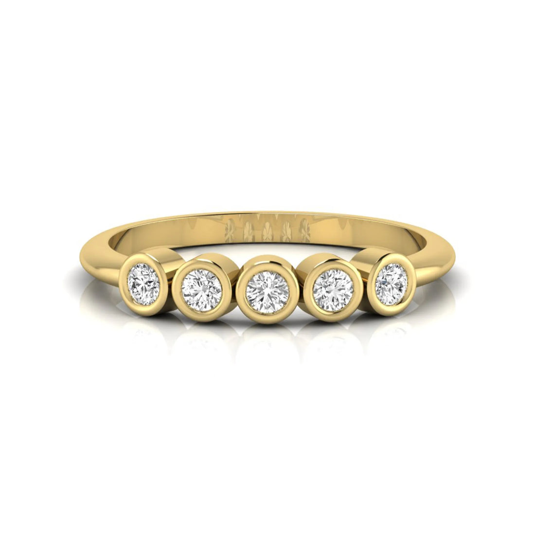 OctaPearl Classic Bezel Set lab Grown Diamond Five Stone Engagement Ring