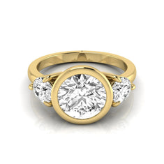 OctaPearl 2 ct Round Bezel Three Stone Lab Grown Diamond Engagement Ring