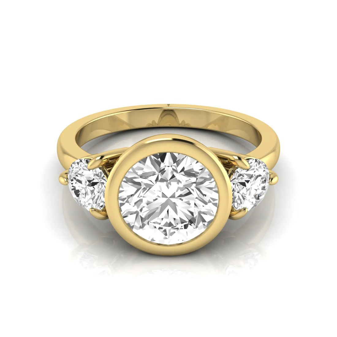 OctaPearl 2 ct Round Bezel Three Stone Lab Grown Diamond Engagement Ring