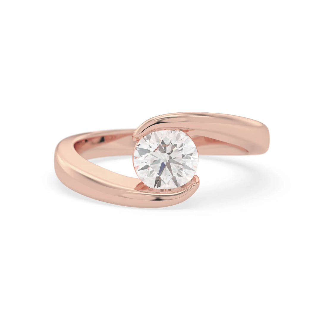 OctaPearl 1 ct Round Bypass Lab Grown Diamond Solitaire Engagement Ring