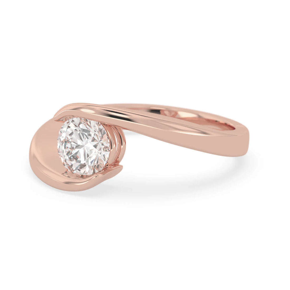 OctaPearl 1 ct Round Bypass Lab Grown Diamond Solitaire Engagement Ring