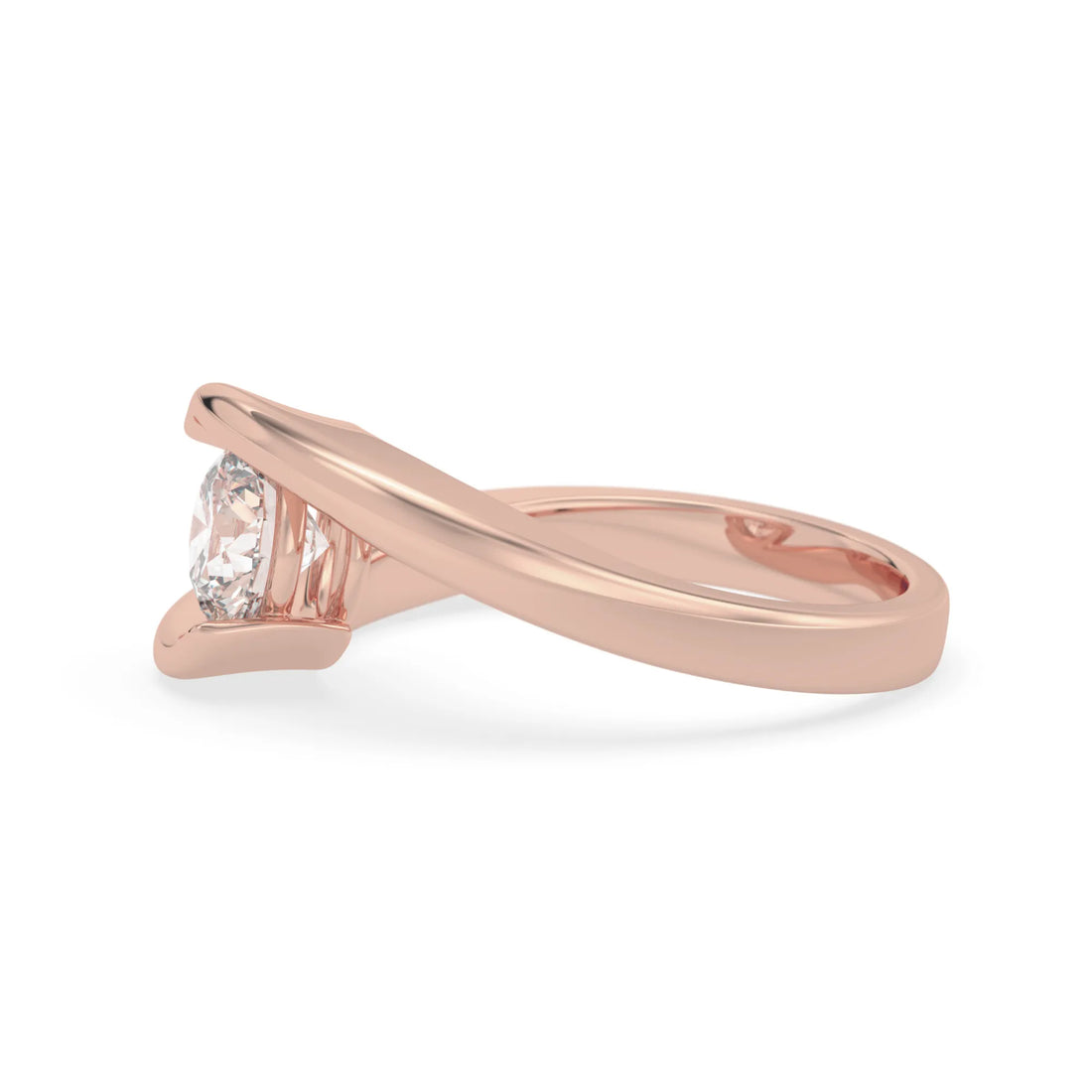 OctaPearl 1 ct Round Bypass Lab Grown Diamond Solitaire Engagement Ring