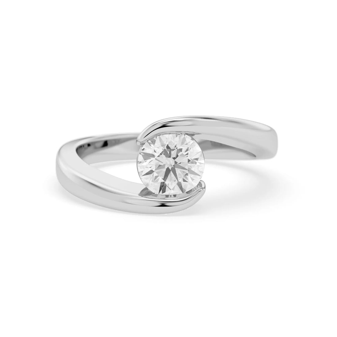 OctaPearl 1 ct Round Bypass Lab Grown Diamond Solitaire Engagement Ring