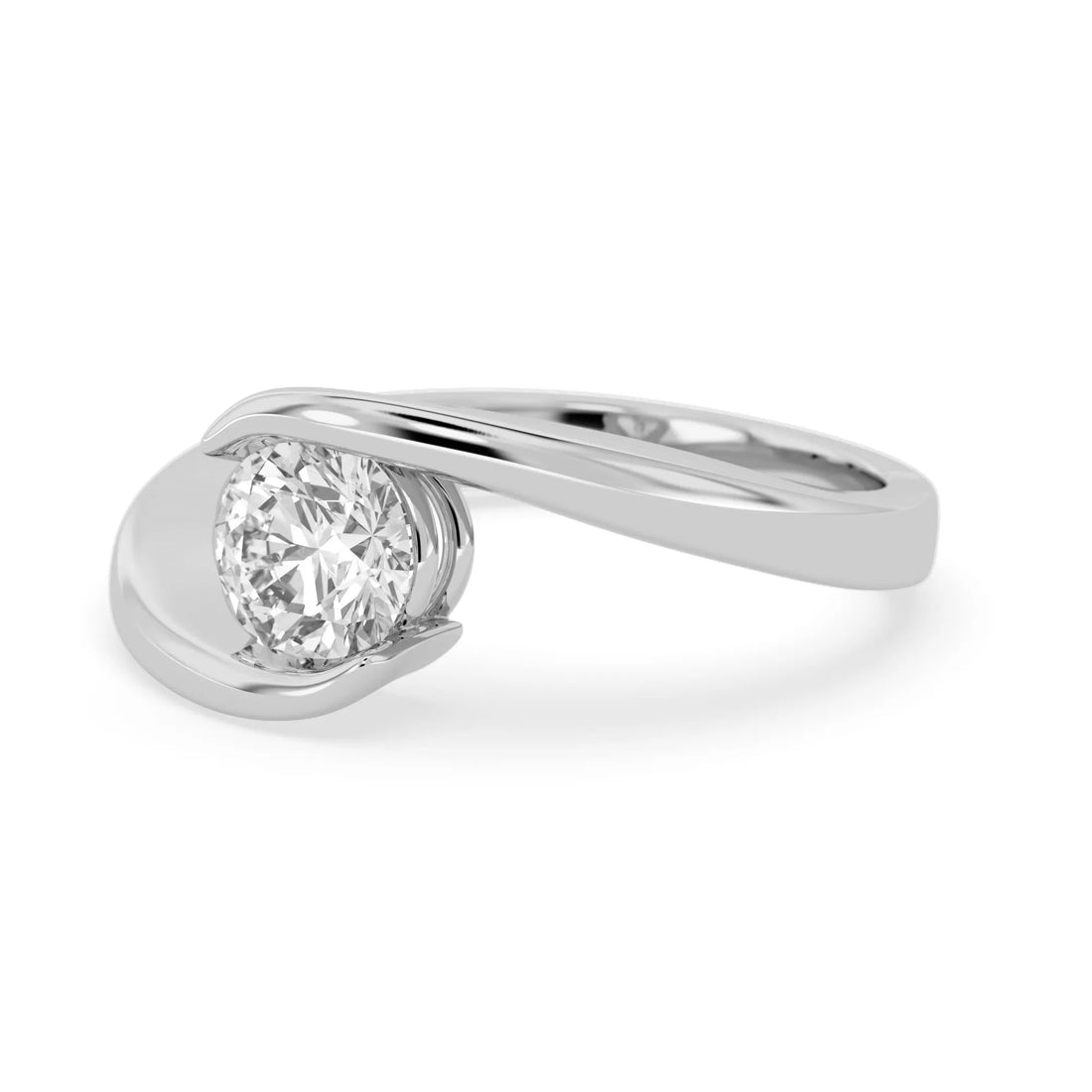 OctaPearl 1 ct Round Bypass Lab Grown Diamond Solitaire Engagement Ring