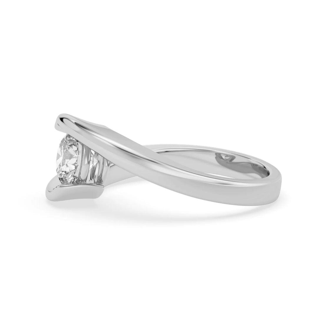 OctaPearl 1 ct Round Bypass Lab Grown Diamond Solitaire Engagement Ring