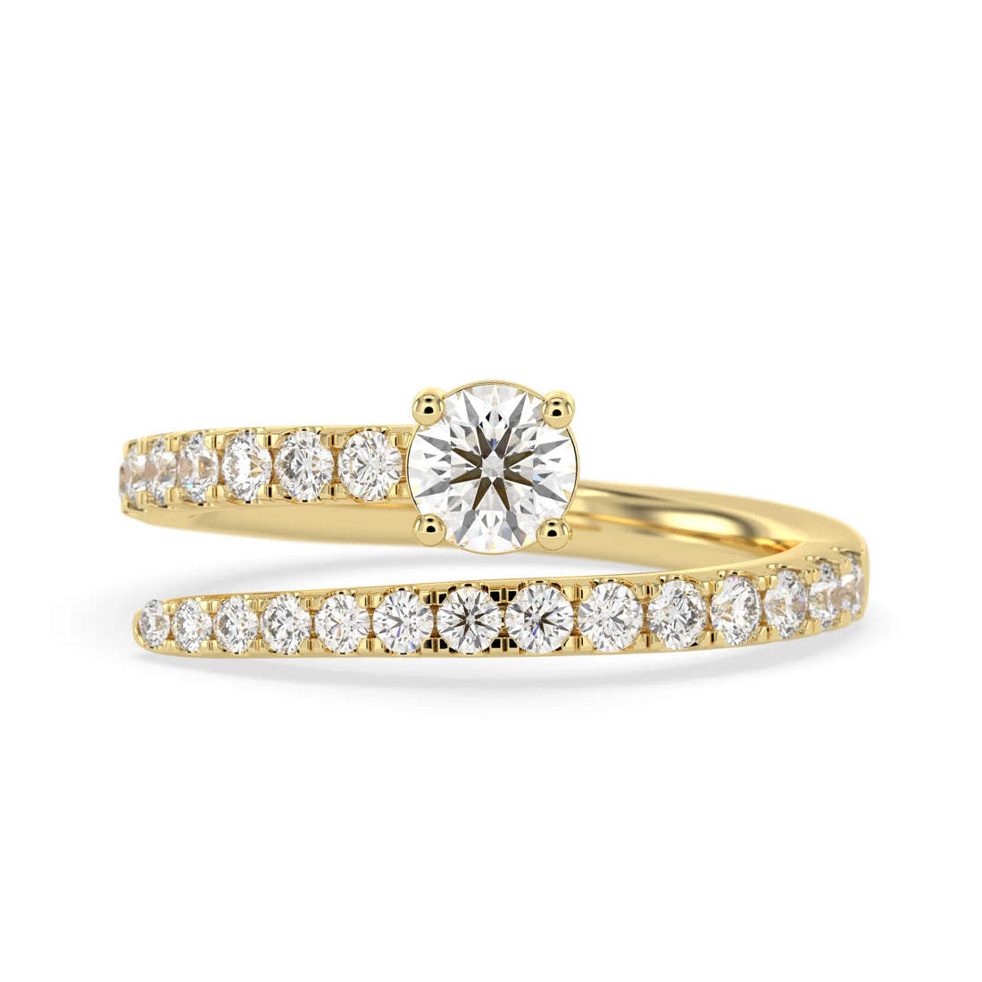 OctaPearl Round Bypass Shank Lab Grown Diamond Open Gap Pave Engagement Ring