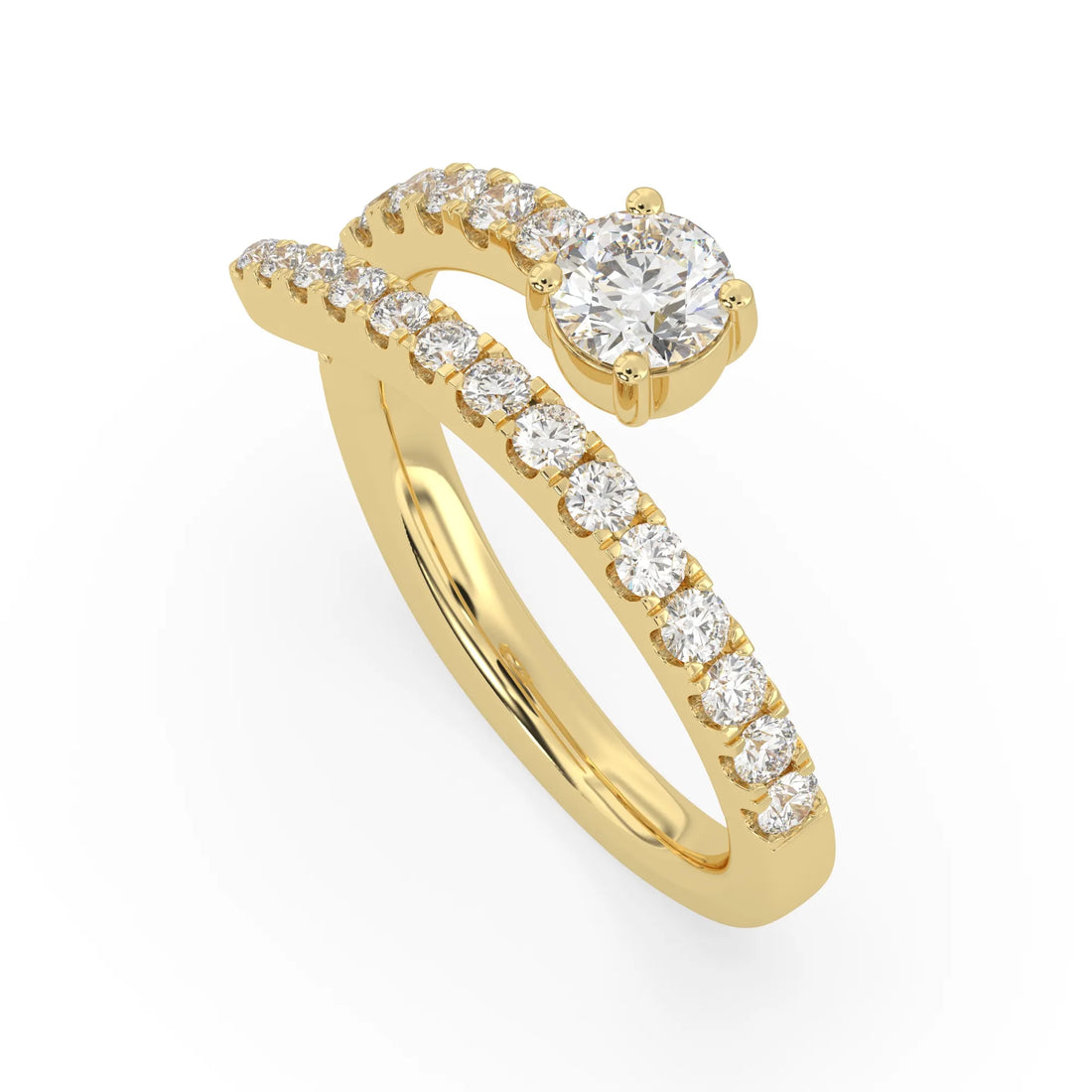OctaPearl Round Bypass Shank Lab Grown Diamond Open Gap Pave Engagement Ring