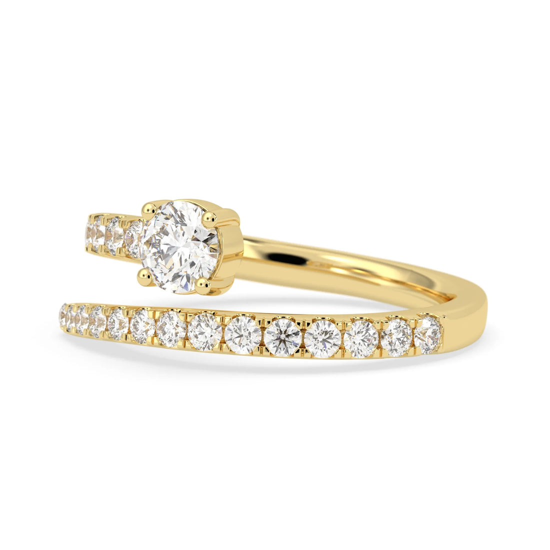 OctaPearl Round Bypass Shank Lab Grown Diamond Open Gap Pave Engagement Ring