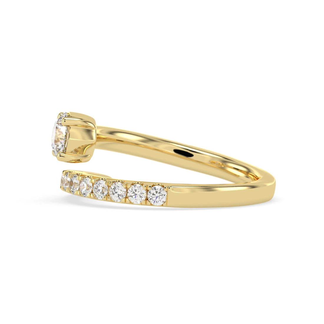 OctaPearl Round Bypass Shank Lab Grown Diamond Open Gap Pave Engagement Ring