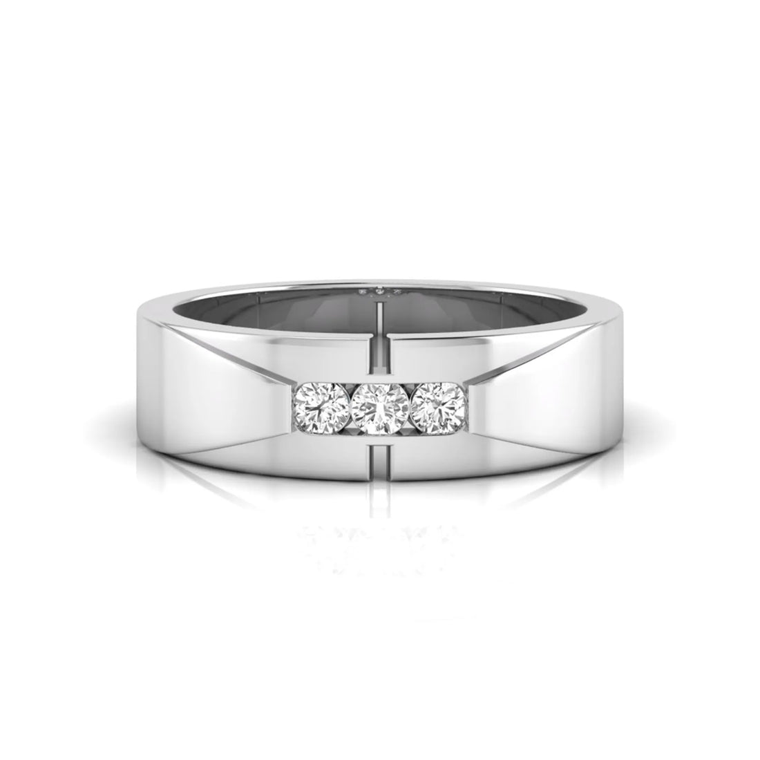 OctaPearl Channel Set Round Lab Grown Diamond Three Stone Men's Engagement Ring