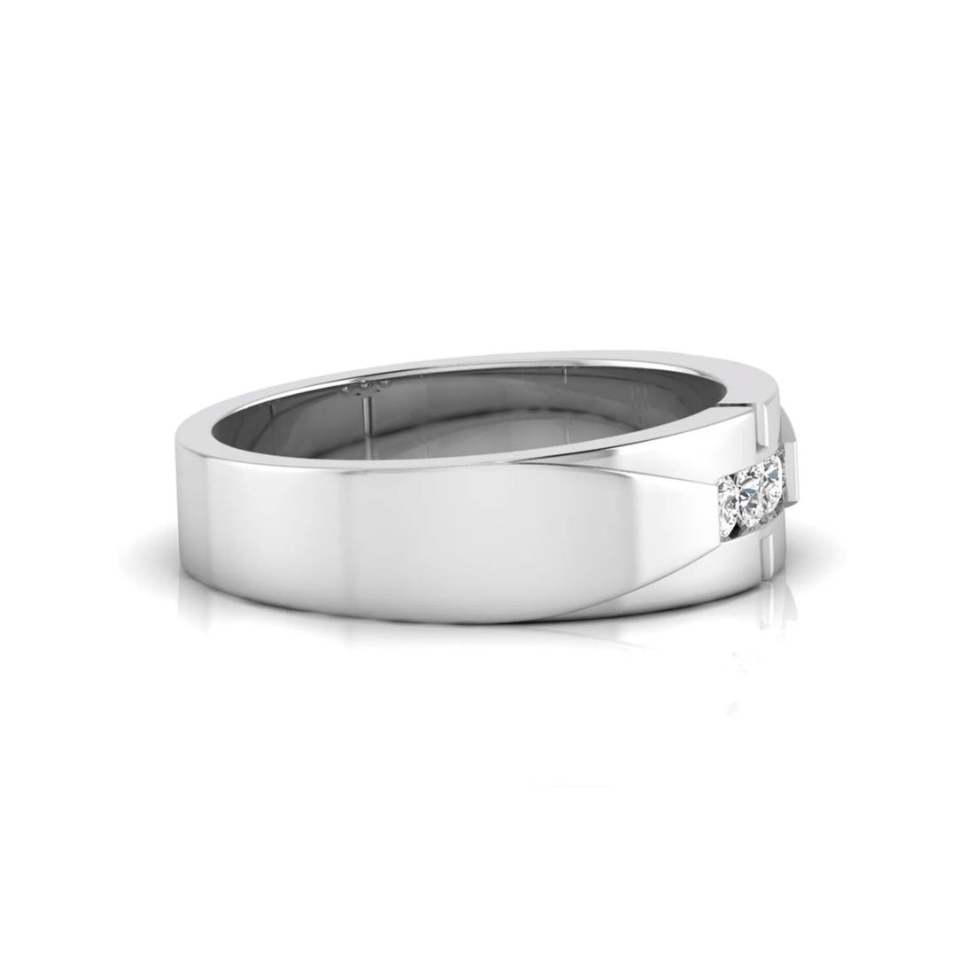 OctaPearl Channel Set Round Lab Grown Diamond Three Stone Men's Engagement Ring