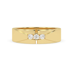 OctaPearl Channel Set Round Lab Grown Diamond Three Stone Men's Engagement Ring
