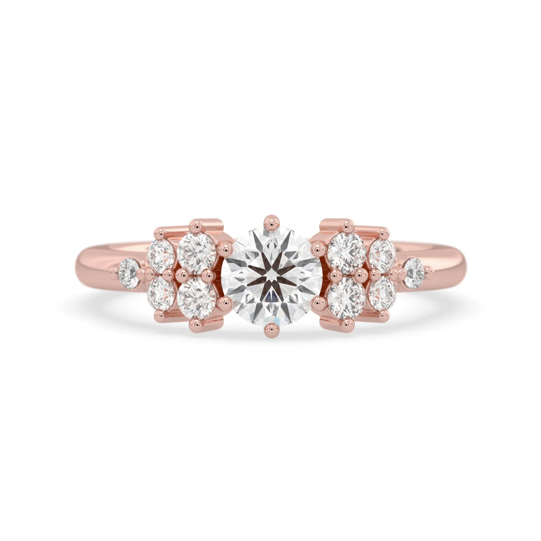 OctaPearl Round Cut Floral Inspire Lab Grown Diamond Pave Engagement Ring