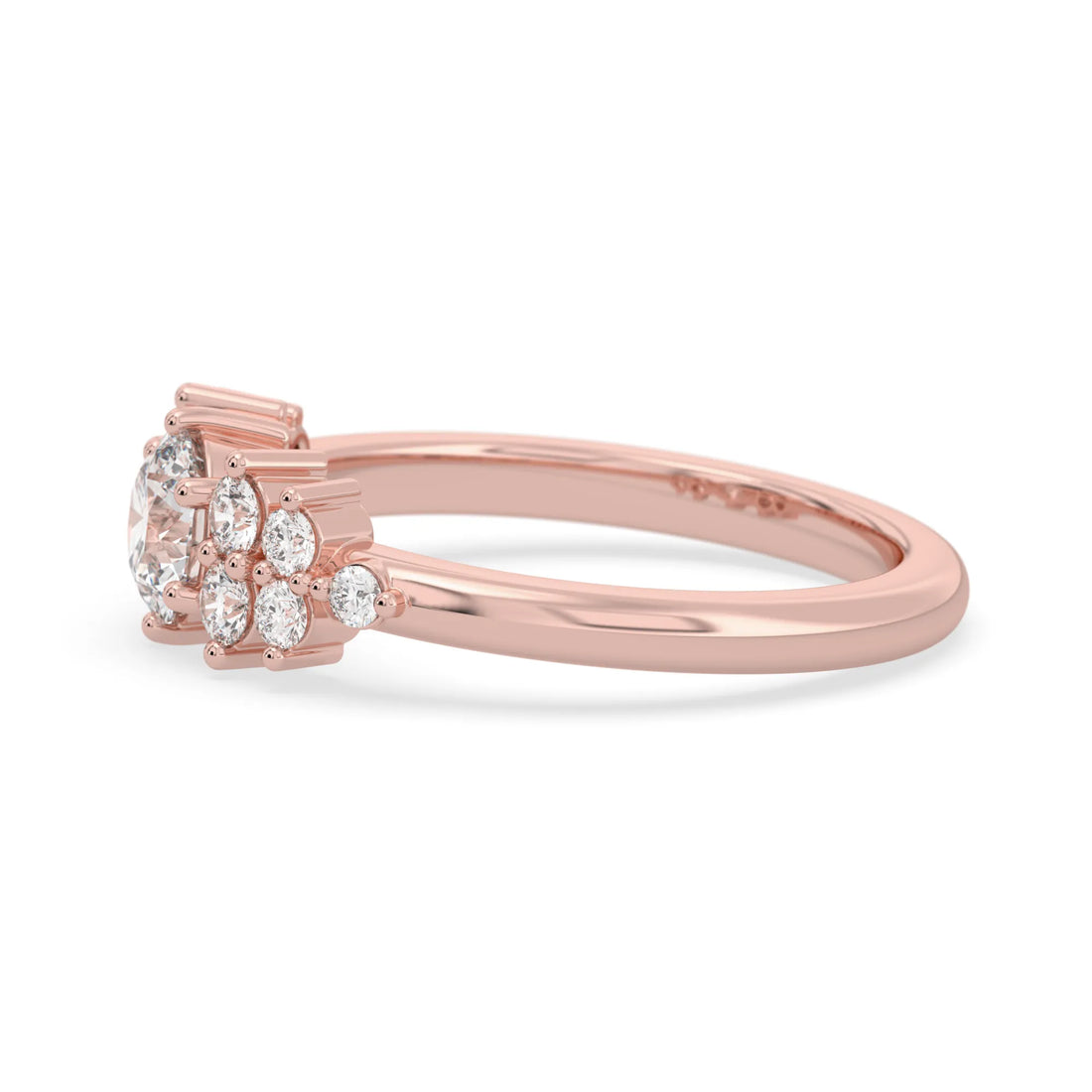 OctaPearl Round Cut Floral Inspire Lab Grown Diamond Pave Engagement Ring