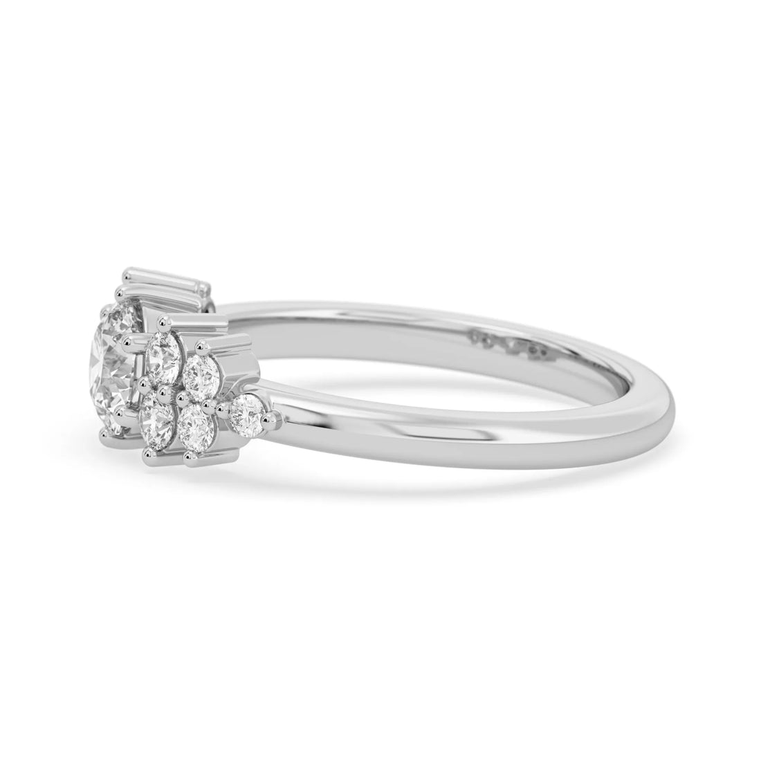 OctaPearl Round Cut Floral Inspire Lab Grown Diamond Pave Engagement Ring