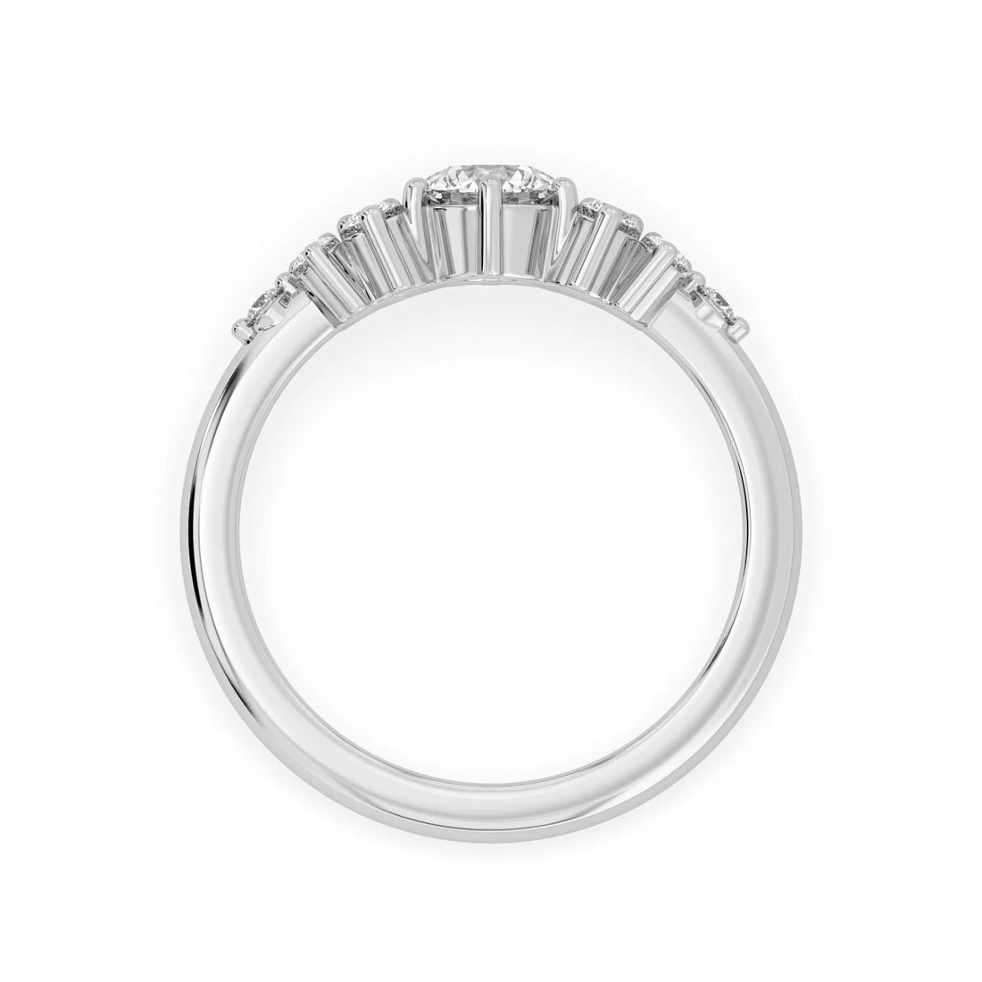 OctaPearl Round Cut Floral Inspire Lab Grown Diamond Pave Engagement Ring