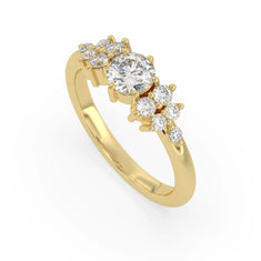 OctaPearl Round Cut Floral Inspire Lab Grown Diamond Pave Engagement Ring - alternate view