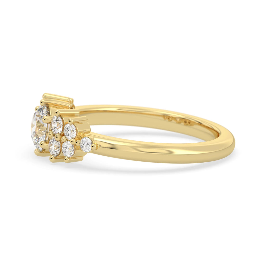 OctaPearl Round Cut Floral Inspire Lab Grown Diamond Pave Engagement Ring