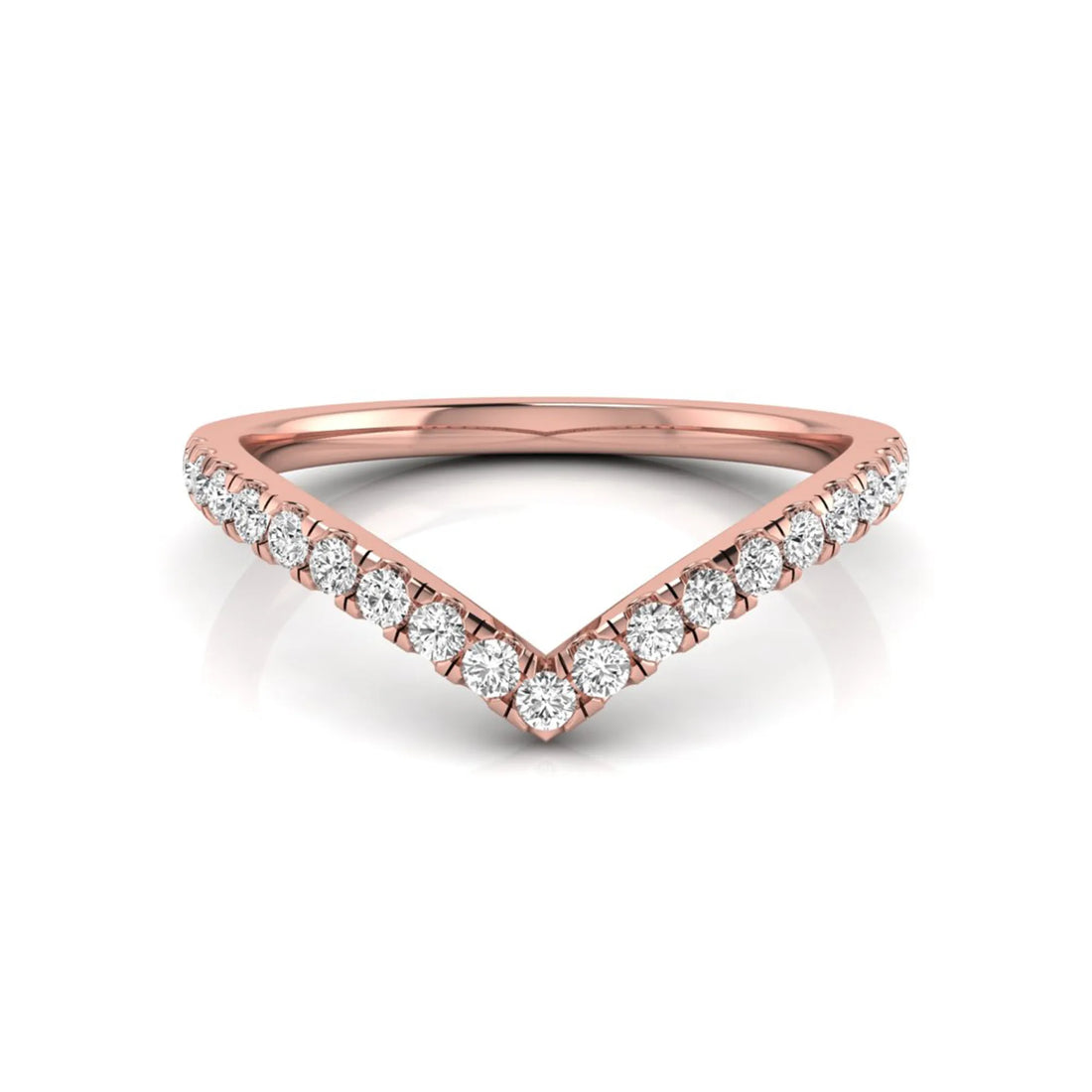 OctaPearl Minimalist Lab Grown Diamond Stackable V Shape Chevron Wedding Band