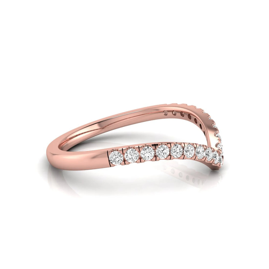 OctaPearl Minimalist Lab Grown Diamond Stackable V Shape Chevron Wedding Band