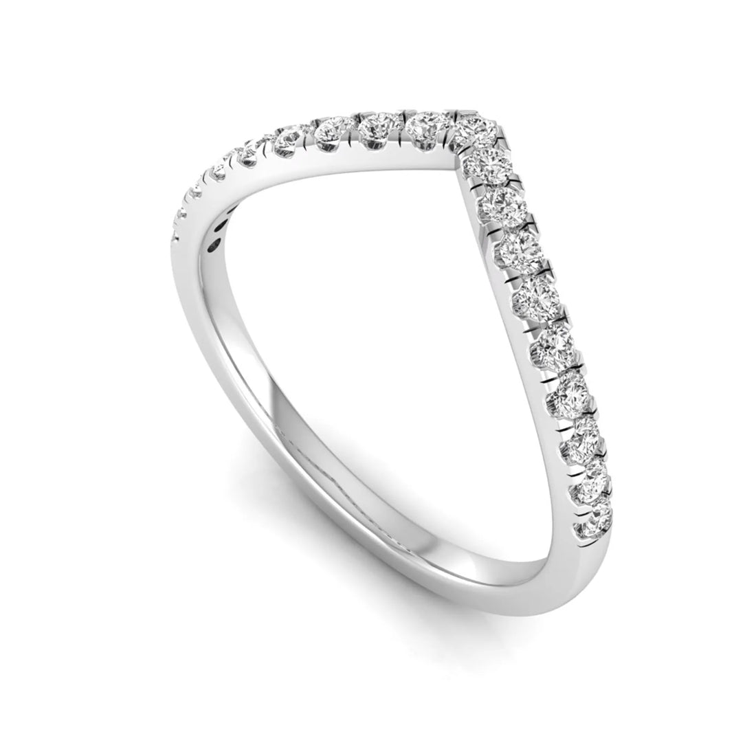 OctaPearl Minimalist Lab Grown Diamond Stackable V Shape Chevron Wedding Band