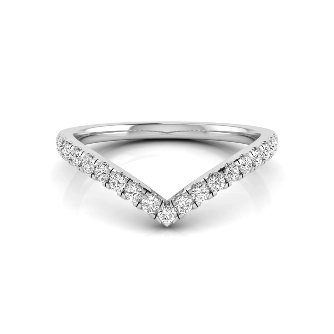 OctaPearl Minimalist Lab Grown Diamond Stackable V Shape Chevron Wedding Band
