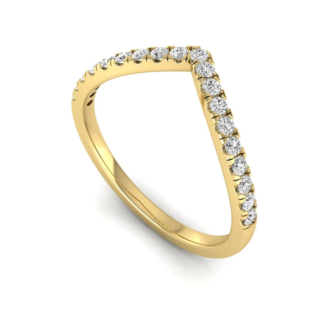 OctaPearl Minimalist Lab Grown Diamond Stackable V Shape Chevron Wedding Band