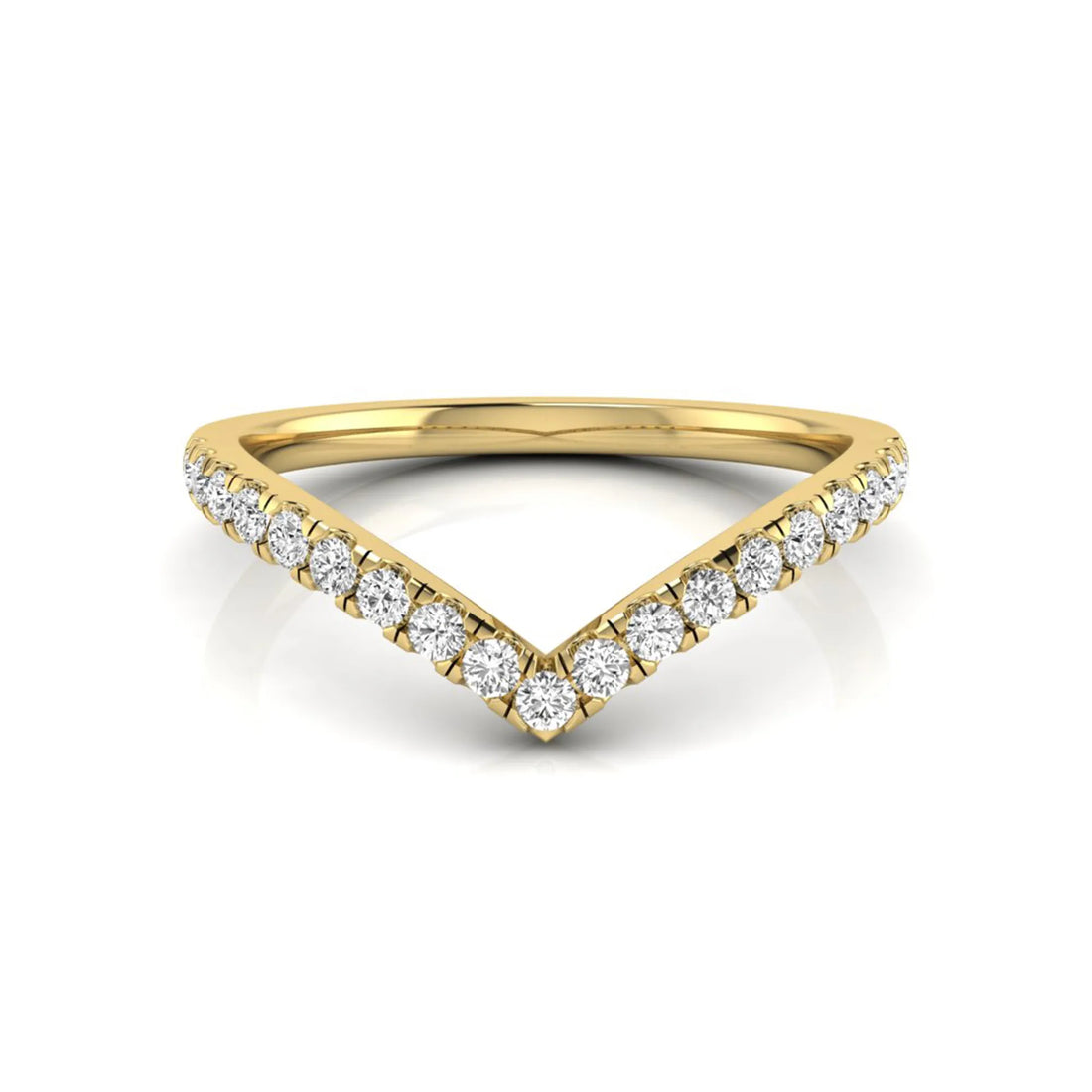 OctaPearl Minimalist Lab Grown Diamond Stackable V Shape Chevron Wedding Band