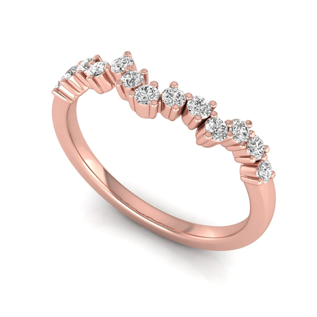 OctaPearl Minimalist Lab Grown Diamond Stackable Curved Wedding Band