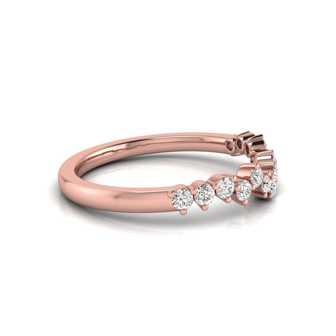 OctaPearl Minimalist Lab Grown Diamond Stackable Curved Wedding Band