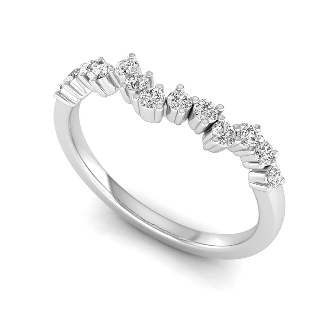 OctaPearl Minimalist Lab Grown Diamond Stackable Curved Wedding Band