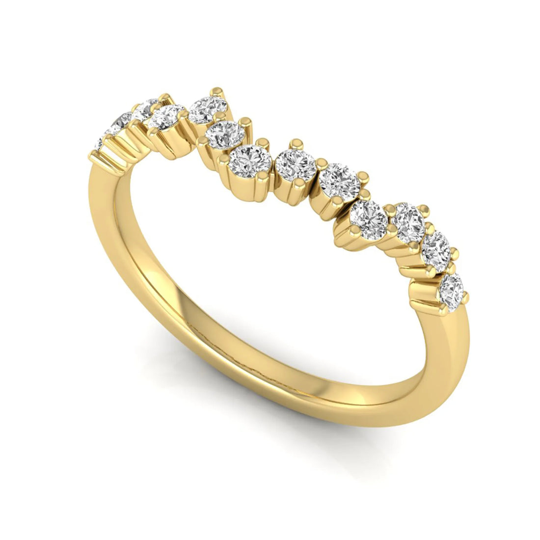 OctaPearl Minimalist Lab Grown Diamond Stackable Curved Wedding Band