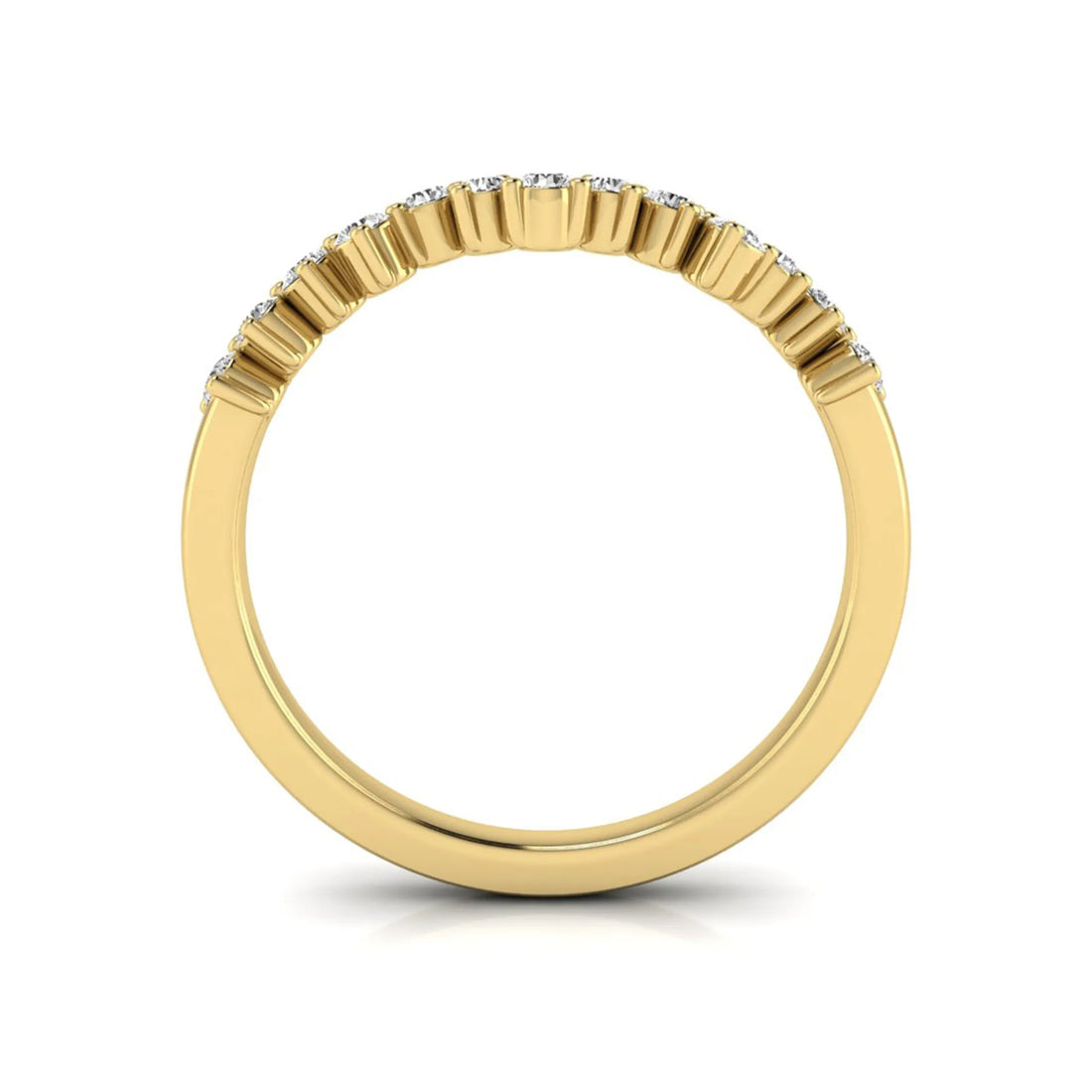 OctaPearl Minimalist Lab Grown Diamond Stackable Curved Wedding Band