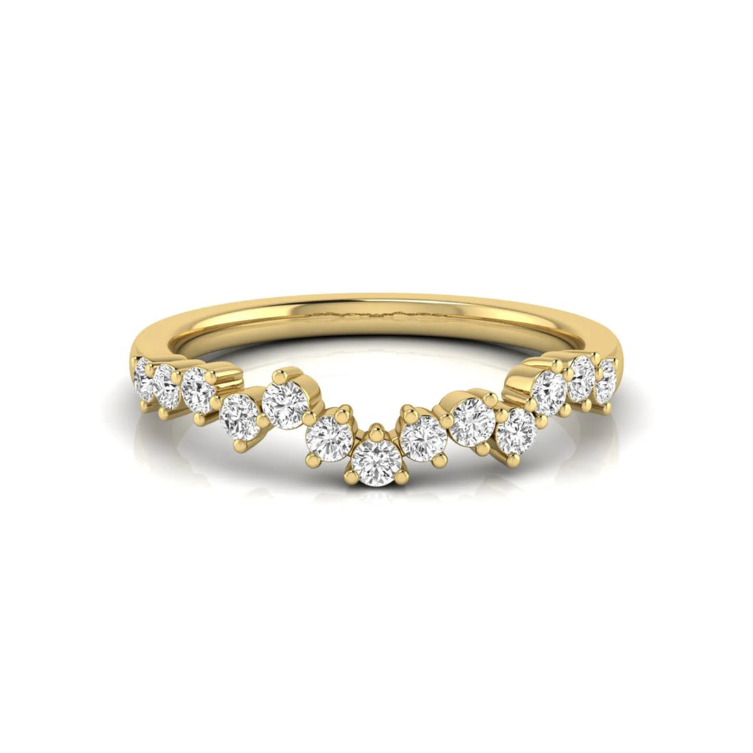 OctaPearl Minimalist Lab Grown Diamond Stackable Curved Wedding Band