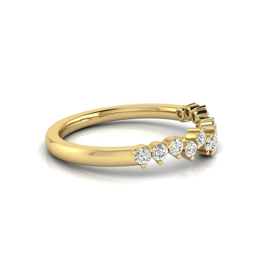 OctaPearl Minimalist Lab Grown Diamond Stackable Curved Wedding Band