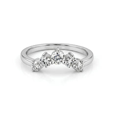 Round Cut Five Stone Moissanite Curved Ring