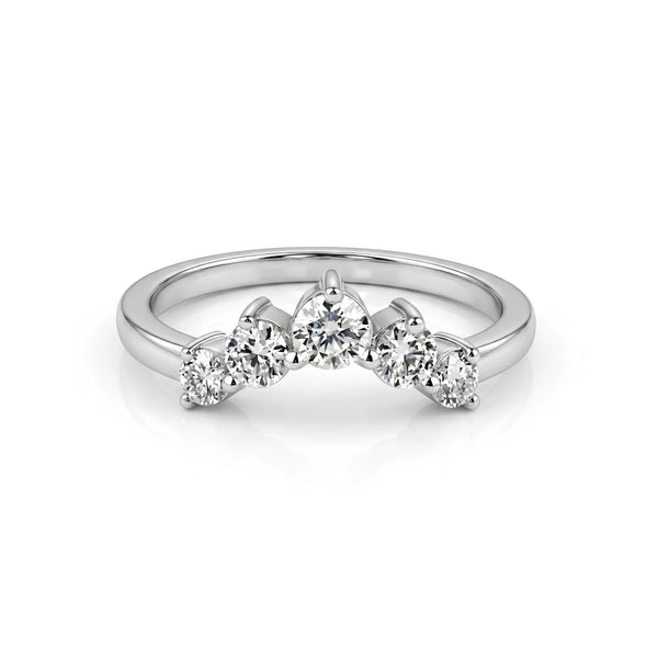 Round Cut Five Stone Moissanite Curved Ring