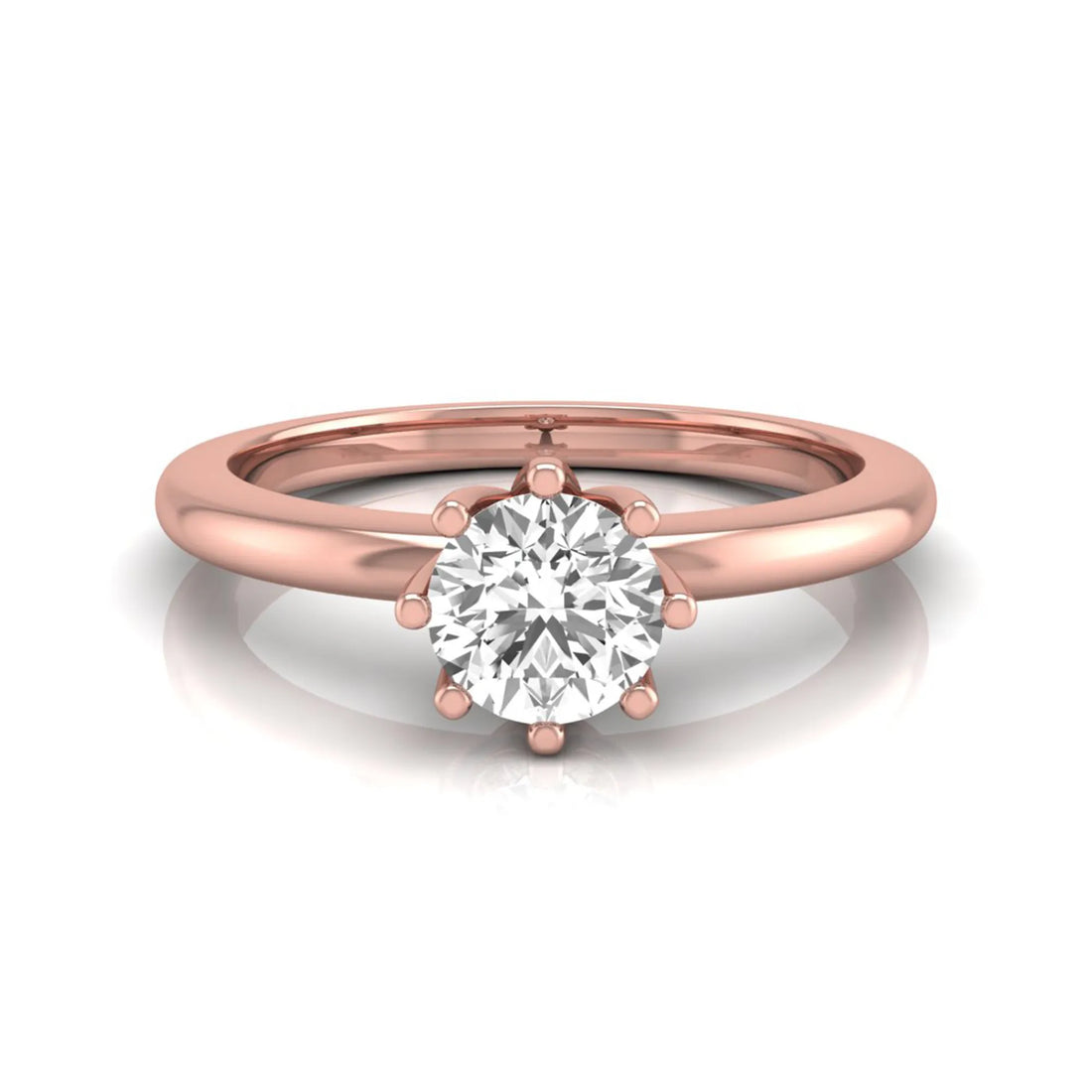 OctaPearl Round Cut Lab Grown Diamond 8 Prong Solitaire Engagement Ring