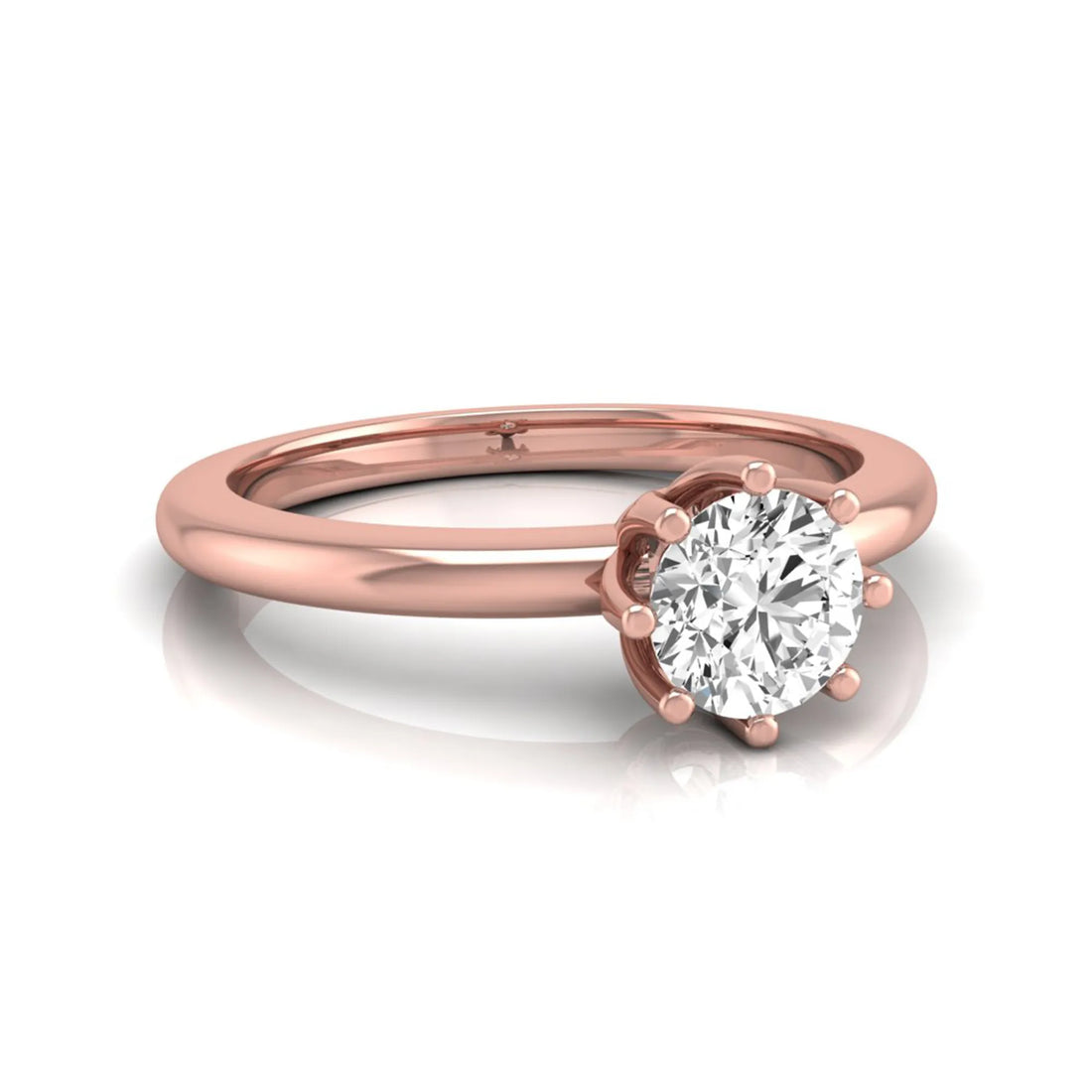 OctaPearl Round Cut Lab Grown Diamond 8 Prong Solitaire Engagement Ring