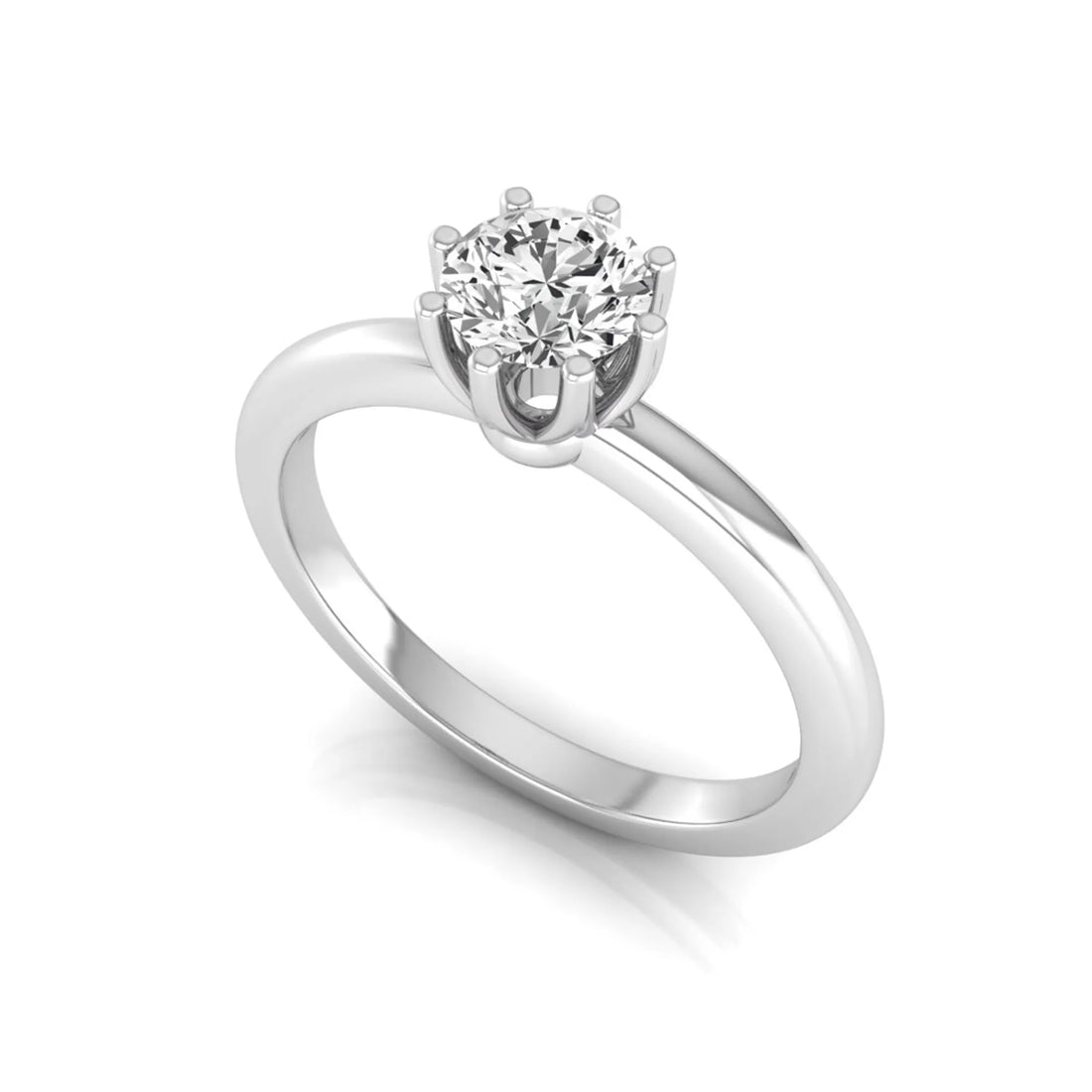 OctaPearl Round Cut Lab Grown Diamond 8 Prong Solitaire Engagement Ring