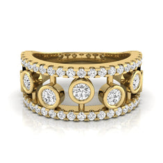 OctaPearl Bubble Bezel Set Lab Grown Diamond Openwork Multi Row Wide Band Ring