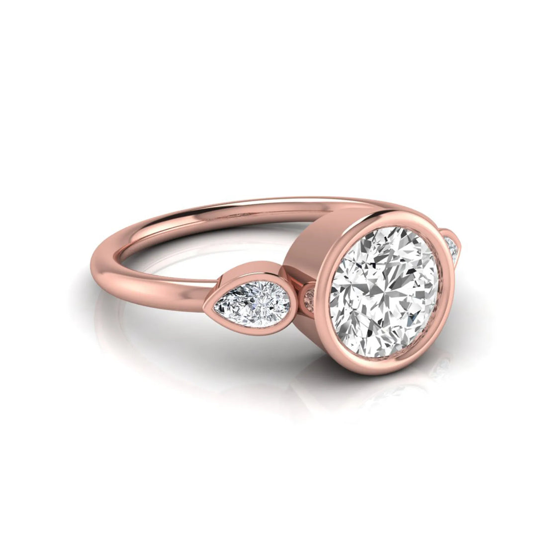 OctaPearl 1.5 ct Round Cut Lab Grown Diamond Bezel Three Stone Engagement Ring