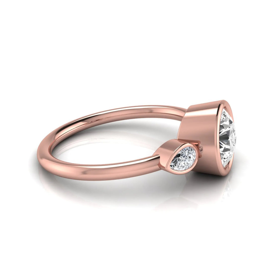 OctaPearl 1.5 ct Round Cut Lab Grown Diamond Bezel Three Stone Engagement Ring