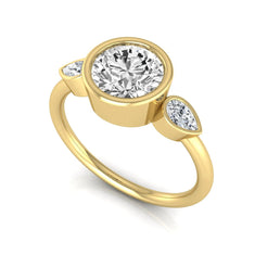 OctaPearl 1.5 ct Round Cut Lab Grown Diamond Bezel Three Stone Engagement Ring - alternate view