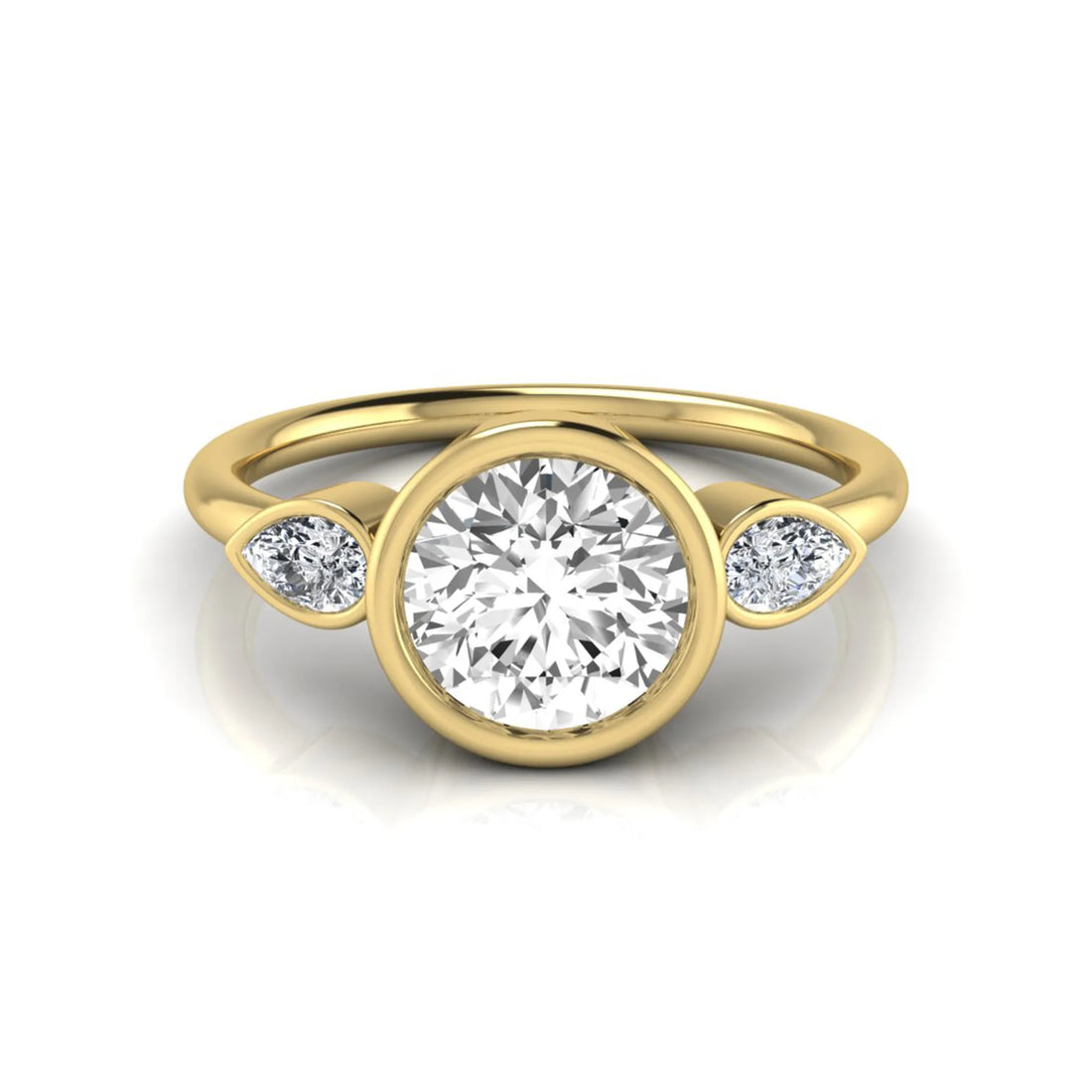 OctaPearl 1.5 ct Round Cut Lab Grown Diamond Bezel Three Stone Engagement Ring