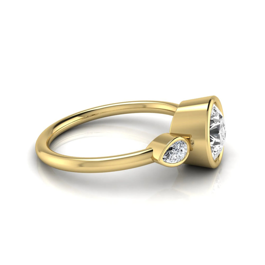 OctaPearl 1.5 ct Round Cut Lab Grown Diamond Bezel Three Stone Engagement Ring